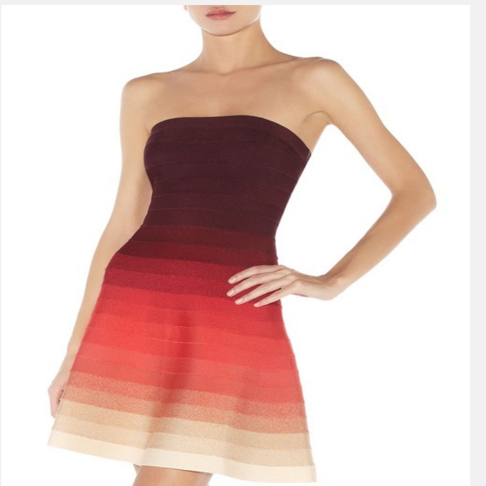 Herve Leger Lake Fit and Flare strapless mini